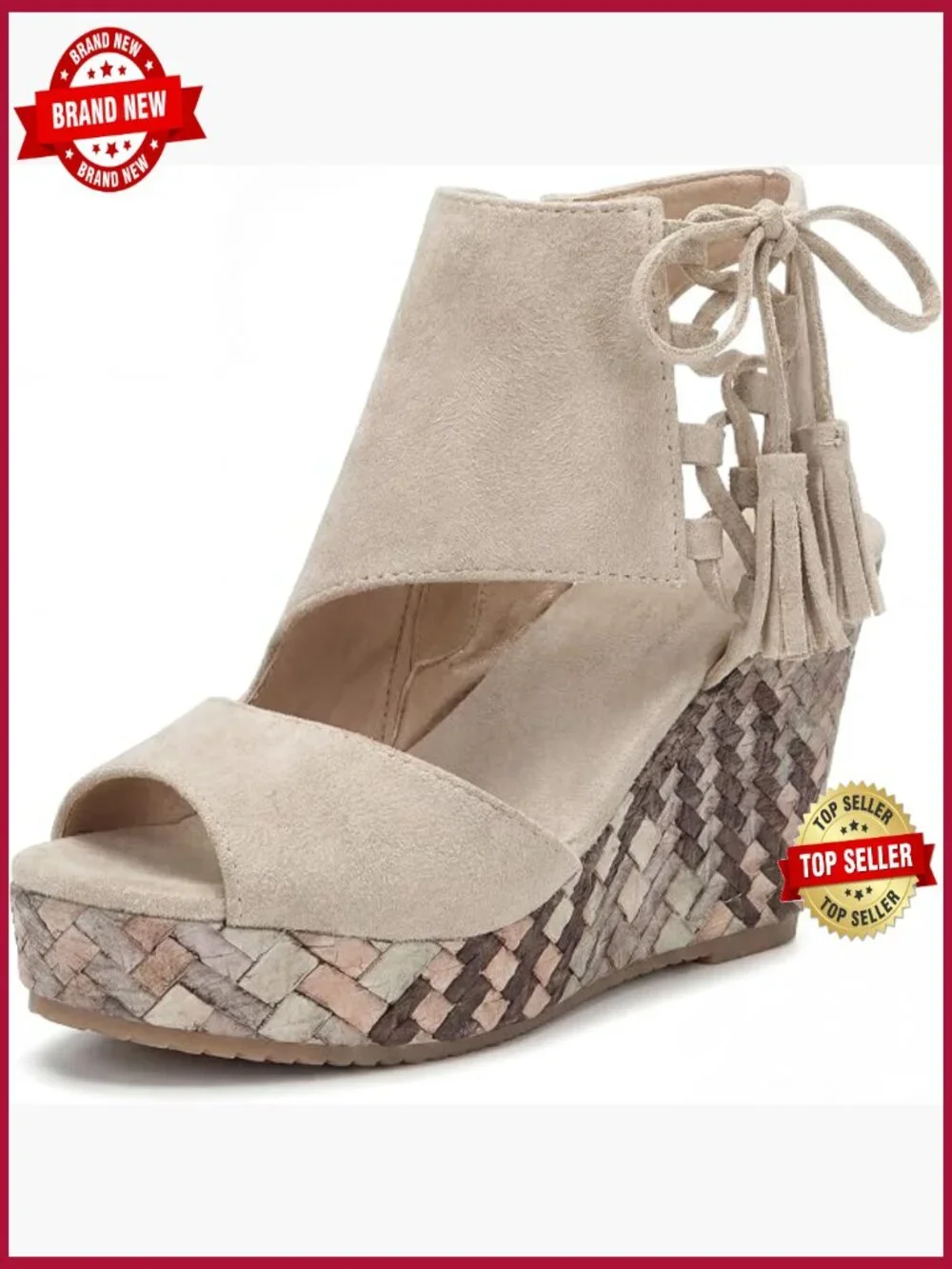 Women's Plaid Platform Sandals with Zipper and Lace-Up